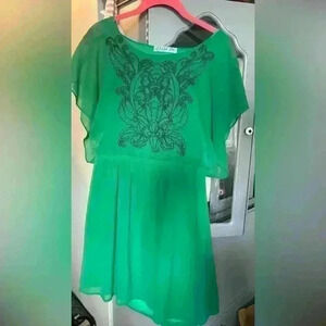 Dina Be dress with Navy Blue embroidery